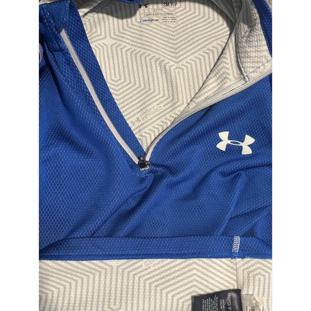 Under Armour ColdGear Mens Small Blue Fitted 1/4 Zip Long Sleeve Training Top - Picture 12 of 12